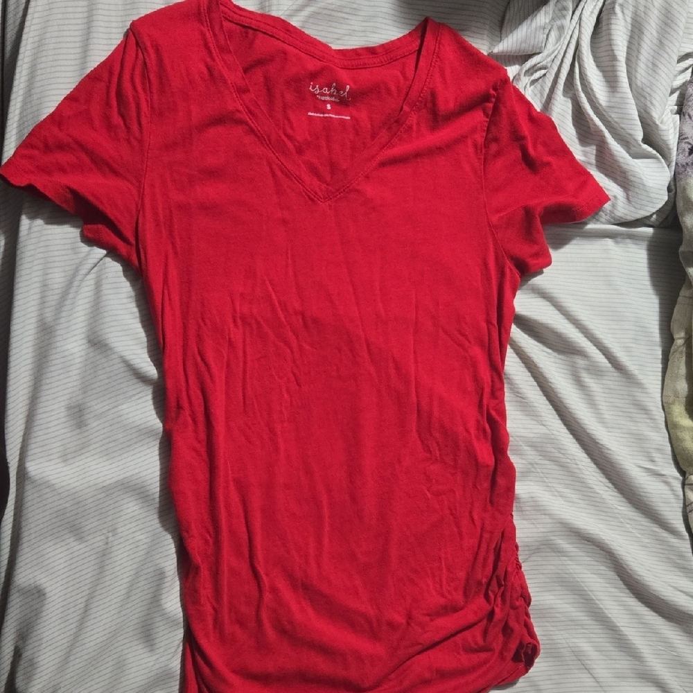 Isabel Maternity V-Neck Top Red Like New
